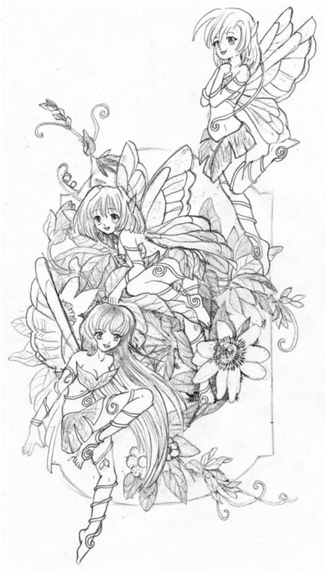 Fairies Sketch By Real Warner On Deviantart Faerie Coloring Pages