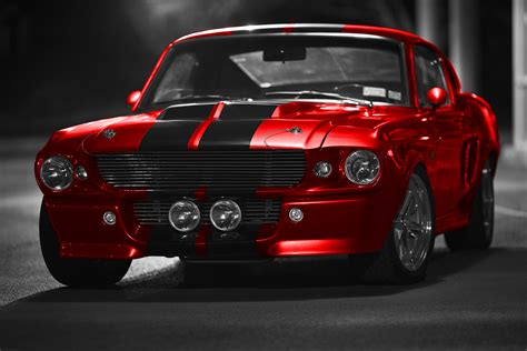 Desktop Hintergrundbilder Ford Mustang Gt500 Shelby Rot Vorne Autos