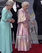 Queen Elizabeth II and Queen Mother arriving at the Royal Opera House ...