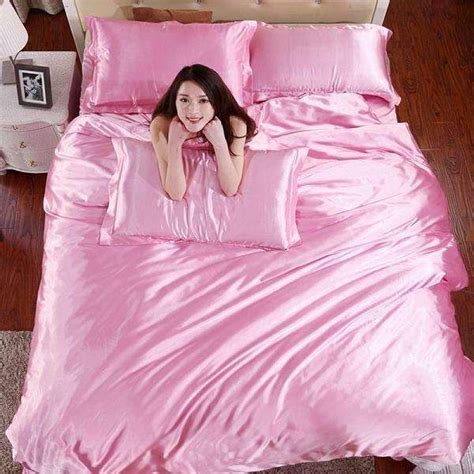 Hot 100 Pure Satin Silk Bedding Sethome Textile King Size Bed Set