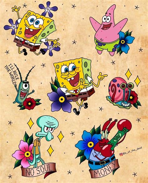 Cute Spongebob Cartoon Tattoos
