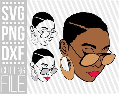 Black Woman With Glasses Svg Afro Woman Svg Short Hair Svg Etsy