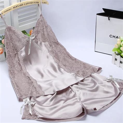 Free Shipping Autumn And Summer Pajamas Women S Satin Silk Pajamas Two Pieces Set Pyjama Sex