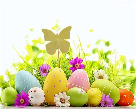 Happy Easter Eggs Flowers Spring Hd Wallpaper Peakpx