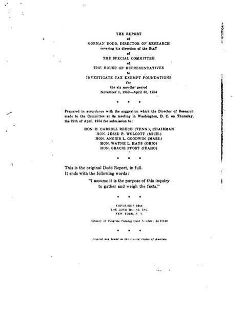 Dodd Report Tothereesecommitteeonfoundations 1954 16pgs Somepag