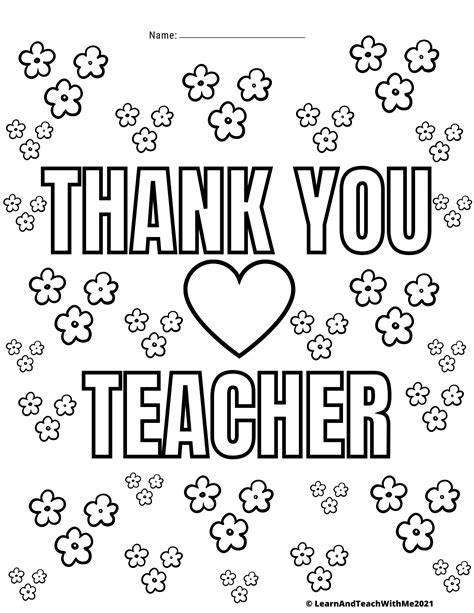 Parents And Teachers Appreciation Thank You Coloring Pages Made By