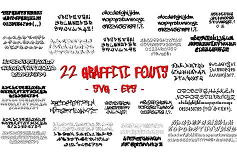 Buy 22 Svg Graffiti Font Bundle Cute Font Bundle Cricut Silhouette Font