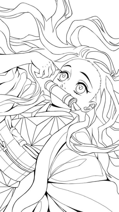 Nezuko Kamado 3 Coloring Page Anime Coloring Pages