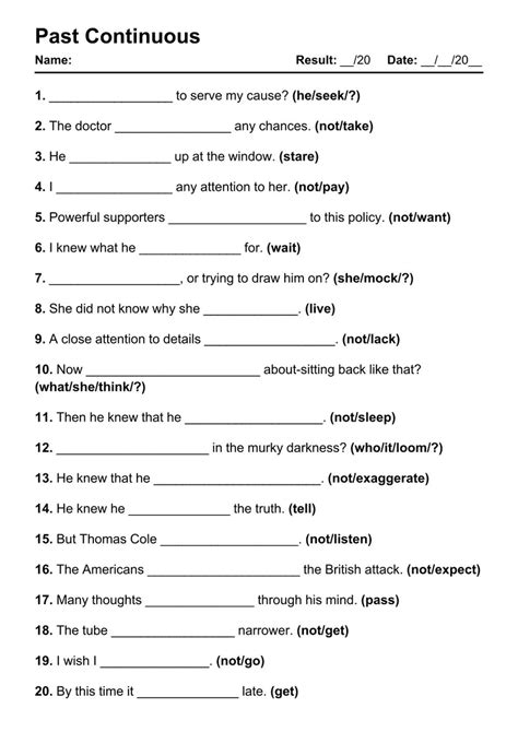 Printable Past Continuous Pdf Worksheets With Answers Grammarism