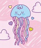 Kawaii blue jellyfish with hearts 1252126 Vector Art at Vecteezy