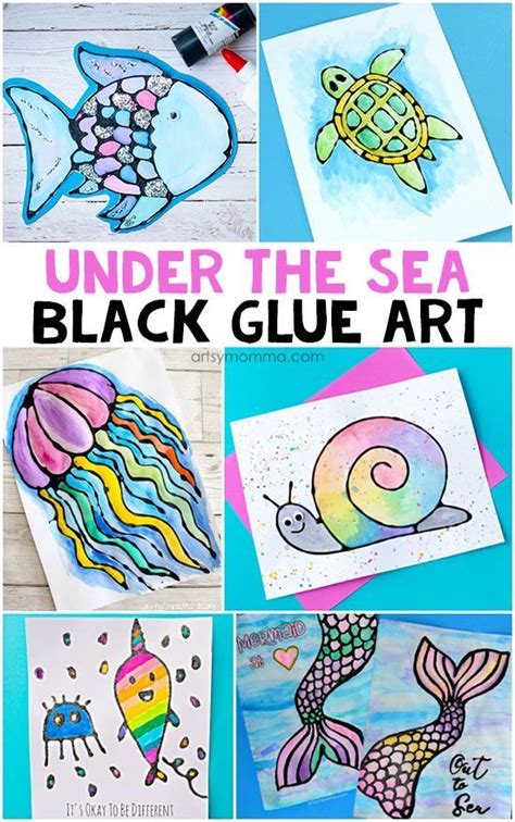 Under The Sea Watercolor Art With Black Glue Art Activities For Kids