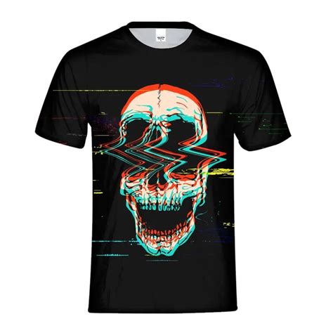 Fashion Skull Black Gothic Men Casual T Shirt 3d Printing Breathable T