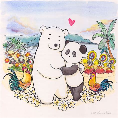 Commission Honeymoon In Hawaii Cute Panda Wallpaper Polar Bear Art