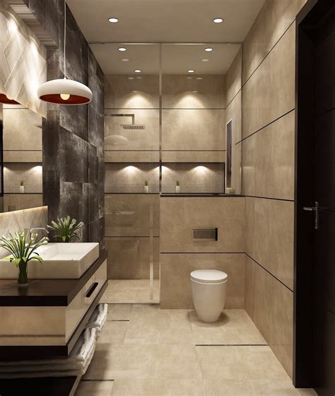 By eliminating the curb around your shower, your flooring can continue right into the shower. Modern washroom ludhiana | Washroom design, Bathroom ...
