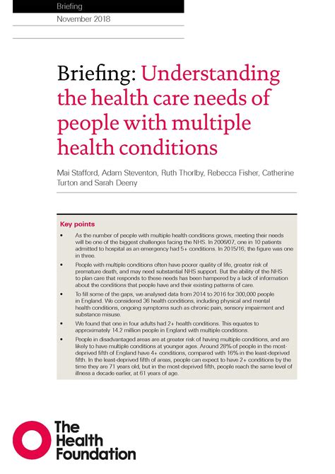 Understanding The Health Care Needs Of People With Multiple Health