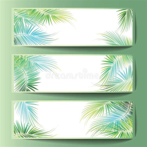 Banners With Sea And Palm Trees Stock Vector Illustration Of Sand