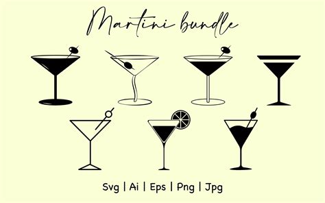 Martini Digital File Bundle Clip Art For You Design Instant Download
