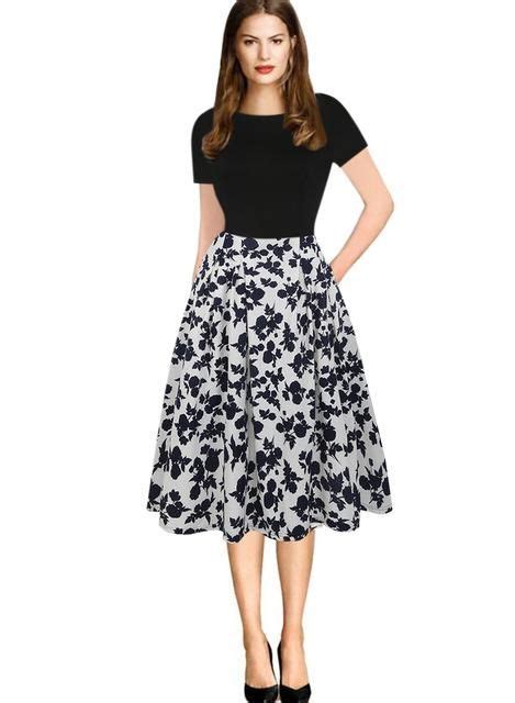 Oxiuly Womens Vintage Polka Dot Floral Print Patchwork Summer Dress