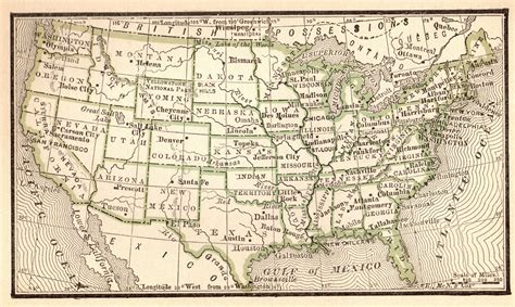 1888 Antique United States Map Vintage Usa Map Of The United Etsy