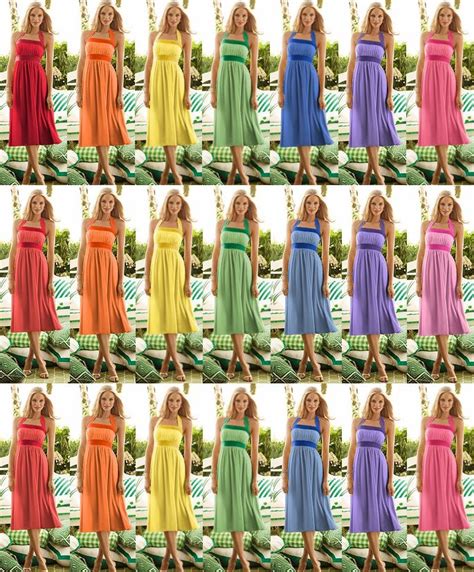 Rainbow bridesmaid dresses Boda con estilo arcoíris Vestidos de damas de honor Boda de ensueño