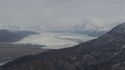4k Stock Footage Aerial Video Knik Glacier Bordered By Chugach