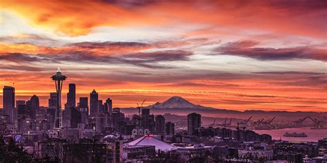 The seattle center, location of the 1962 world's fair, has become a premier destination for arts, entertainment and leisure activities. Seattle Sunrise Photograph by Kyle Wasielewski