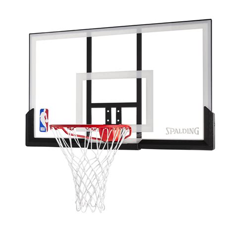 It is made of a flat, rigid piece of, often plexiglas or tempered glass which also has the properties of safety glass when accidentally shattered. Spalding NBA 52" Acrylic Basketball Backboard & Rim Combo ...