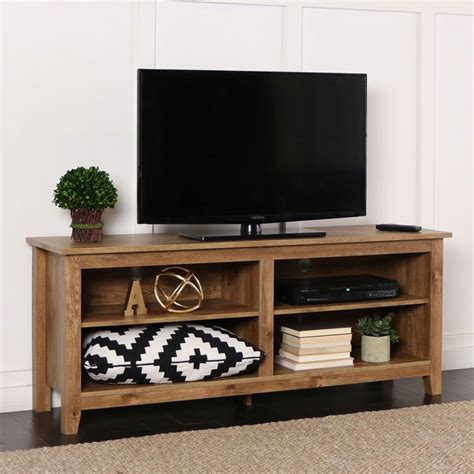 Walker Edison Open Shelf 60 Inch Tv Stand Barnwood W58cspbw