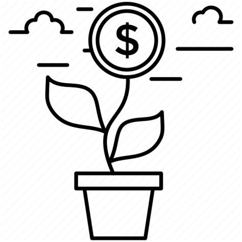 Business growth, dollar plant, financial concept, financial growth, financial investment icon