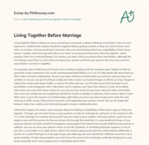 Living Together Before Marriage Phdessay Com