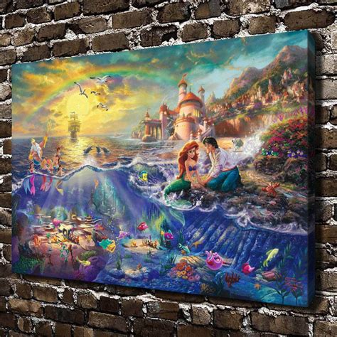 Thomas Kinkades The Little Mermaid In Hd Canvas Print Mermaid Wall