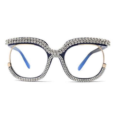 nydia round blue glasses