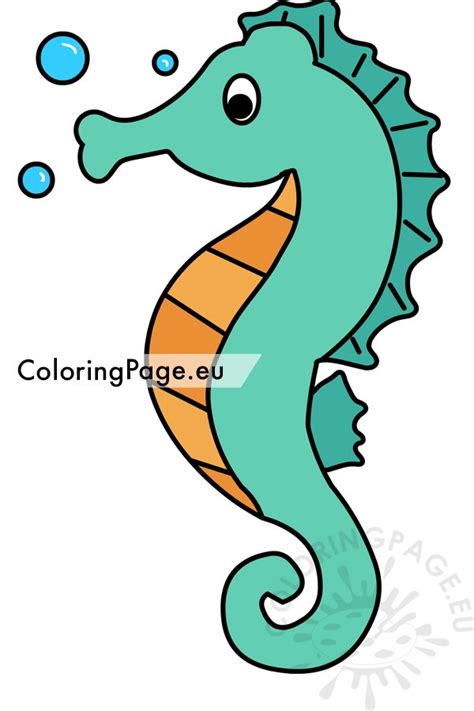 Green Seahorse Printable Coloring Page
