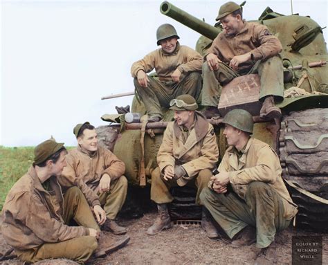 War Correspondent Ernie Pyle With An American Tank Crew From The 191st
