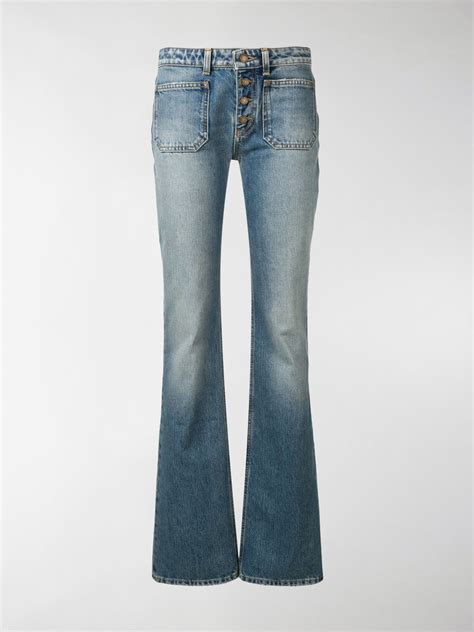 Saint Laurent Button Up Flared Jeans Blue Modes