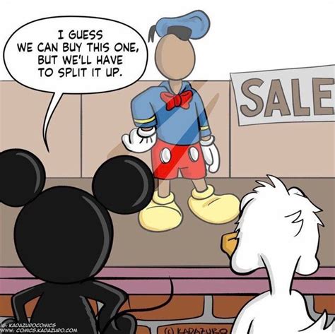 A Cartoon Mickey Mouse Is Talking To A Person With A Sale Sign In The Background
