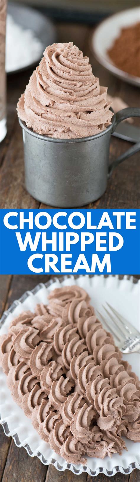 Reduce to a simmer and stir in chocolate chips. Learn how to make the easiest homemade chocolate whipped cream with only 3 ingredients ...