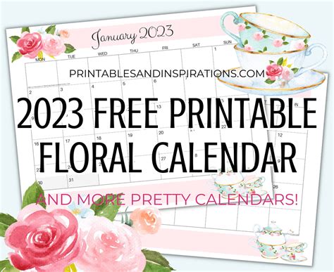 Free Printable 2023 Floral Calendar Paper Trail Design Your Free 2023