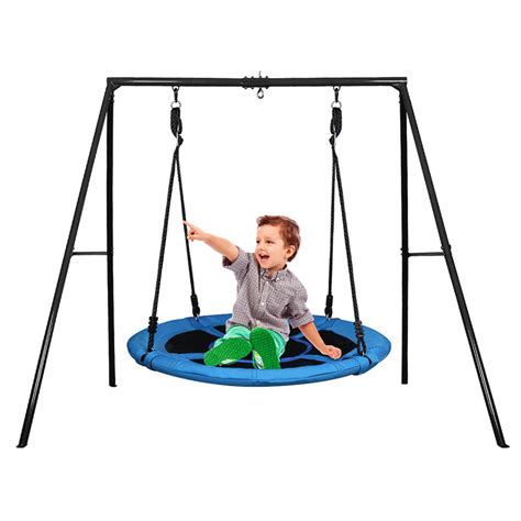 Klokick 440lbs Metal Swing Sets With 40 900d Oxford Saucer Tree Swing And Heavy Duty Metal