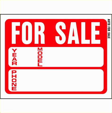 Sale Signs Templates Free Of 9 Printable Car For Sale Sign Template