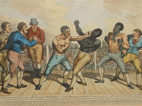 Antique 19th Century Hand Coloured Etching Bare Knuckle Boxing Fight