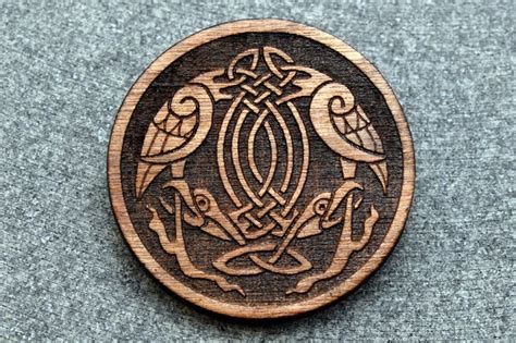 Celtic Cranes Brooch Pin Laser Engraved Wood New 105 Etsy