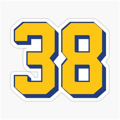 Jersey Number 38 Yellow And Blue Sticker By Jiromie Redbubble