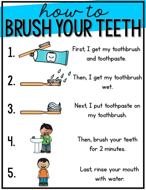 Printable Tooth Brushing Steps For Preschoolers