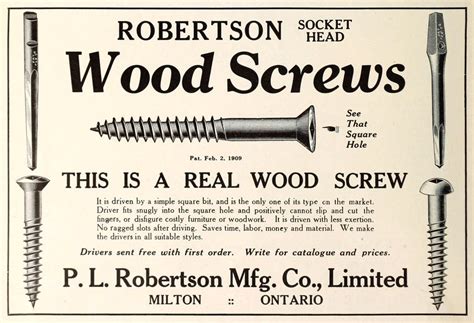 Robertson Wood Screws Canadian Woodworker 1914 Rvintageads