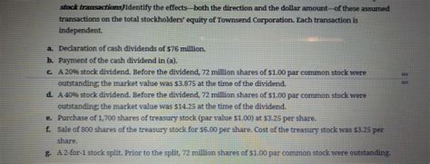 Also, even though you're still technically on social media, think. Solved: Stock Transactions Identify The Effects-both The D ...