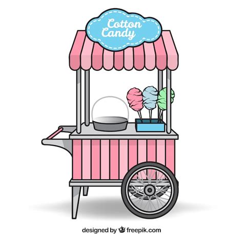 Free Vector Cotton Candy Cart With Awning
