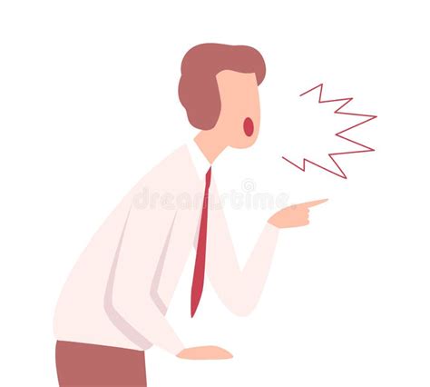 Furious Businessman Character Yelling Pointing With His Finger Flat
