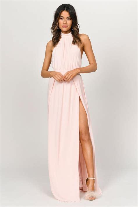 tara halter maxi dress in light rose light pink maxi dress pink maxi dress plunge maxi dress