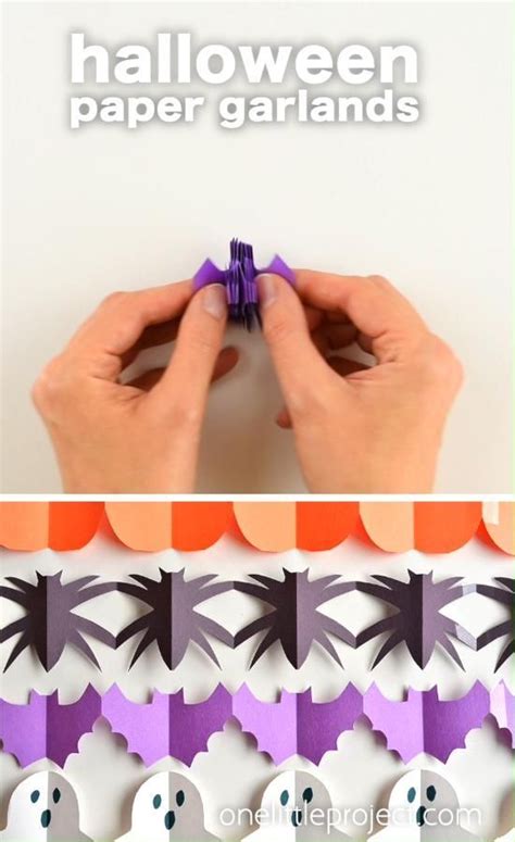 Halloween Paper Garland Cutouts Bats Spiders Pumpkins Ghosts And